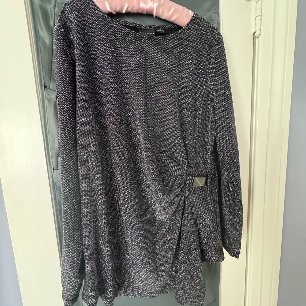 Tribal Black shimmery Textured long sleeve top